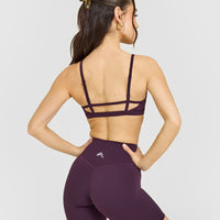 Timeless Strappy Bralette with White Logo | Blackberry Purple