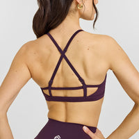 Timeless Strappy Bralette with White Logo | Blackberry Purple