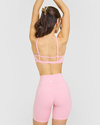 Timeless Strappy Bralette with White Logo | Petal Pink