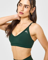 Timeless Strappy Bralette with White Logo | Racing Green