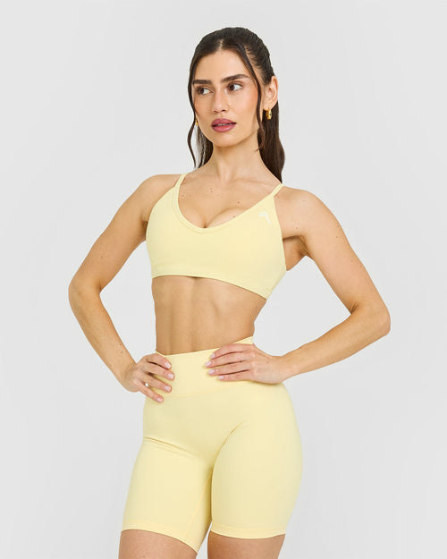 Oner Modal Timeless Strappy Bralette with White Logo | Sherbert Yellow