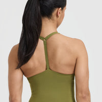 Timeless Square Neck Mid Vest | Olive Green
