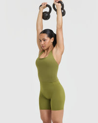 Timeless Square Neck Mid Vest | Olive Green