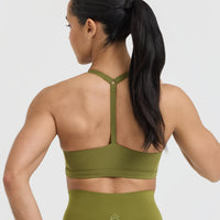 Timeless Square Neck Sports Bra | Olive Green
