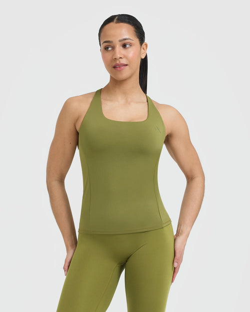 Oner Modal Timeless Square Neck Vest | Olive Green