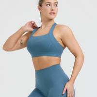 Timeless Wide Strap Sports Bra | Moonstone Blue