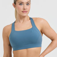 Timeless Wide Strap Sports Bra | Moonstone Blue