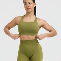 Timeless Wide Strap Sports Bra | Olive Green