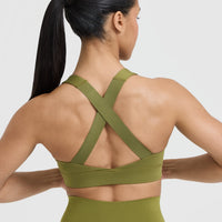Timeless Wide Strap Sports Bra | Olive Green