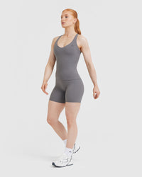 Unified V-Neck Cross Back Vest | Ash Grey