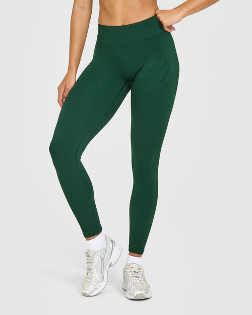 EnhanceLiftâ„¢ Seamless Leggings with White Logo | Racing Green