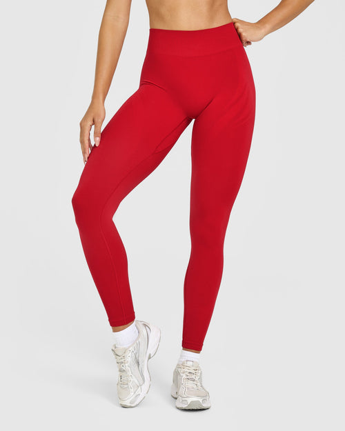 EnhanceLift™ Seamless Leggings with White Logo | Light Toasted Red
