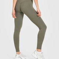SoftMotion™ High Waisted Leggings with White Logo | Alpine Green