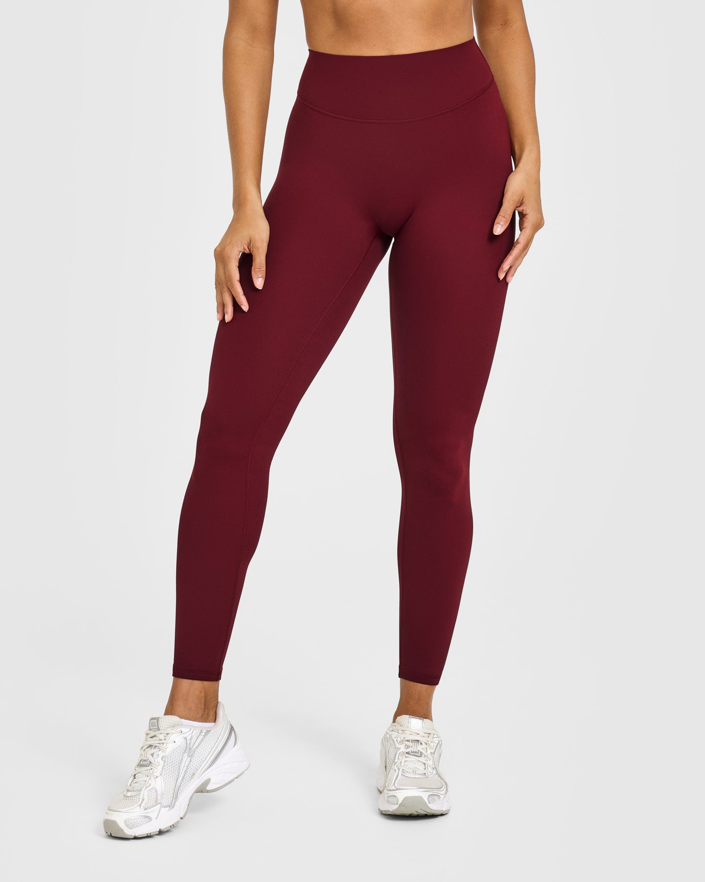 SoftMotion™ High Waisted Leggings with White Logo | Light Rosewood
