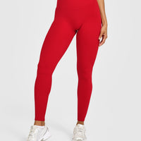 SoftMotion™ High Waisted Leggings with White Logo | Light Toasted Red