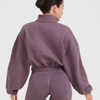 All Day Cosy Crop 1/4 Zip Sweatshirt | Vintage Purple