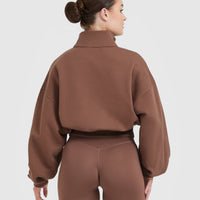 All Day Crop 1/4 Zip Sweatshirt | Chestnut