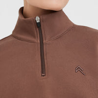 All Day Crop 1/4 Zip Sweatshirt | Chestnut