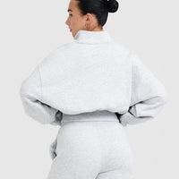 All Day Est 2020 Crop 1/4 Zip Sweatshirt | Light Grey Marl