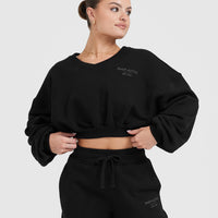 All Day Est 2020 Crop V-Neck Sweatshirt | Black