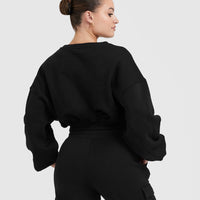 All Day Est 2020 Crop V-Neck Sweatshirt | Black
