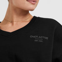 All Day Est 2020 Crop V-Neck Sweatshirt | Black