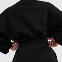 All Day Est 2020 Crop V-Neck Sweatshirt | Black