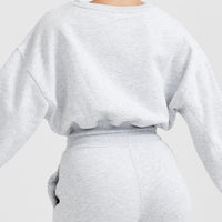 All Day Est 2020 Crop V-Neck Sweatshirt | Light Grey Marl