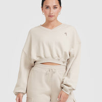 All Day Lightweight Oversized V-Neck Sweatshirt | Sand