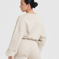 All Day Lightweight Oversized V-Neck Sweatshirt | Sand