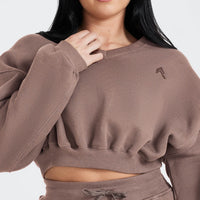 All Day Oversized V-Neck Sweatshirt | Cool Brown