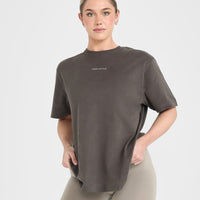 Classic Mirror Graphic Oversized T-Shirt | Washed Deep Taupe