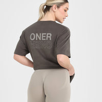 Classic Mirror Graphic Oversized T-Shirt | Washed Deep Taupe