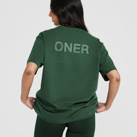 Classic Mirror Graphic Oversized T-Shirt | Washed Evergreen