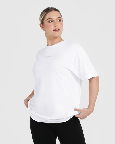 Classic Mirror Graphic Oversized T-Shirt | White
