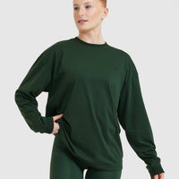 Classic Oversized Lightweight Long Sleeve Top | Pine Green