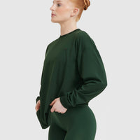 Classic Oversized Lightweight Long Sleeve Top | Pine Green