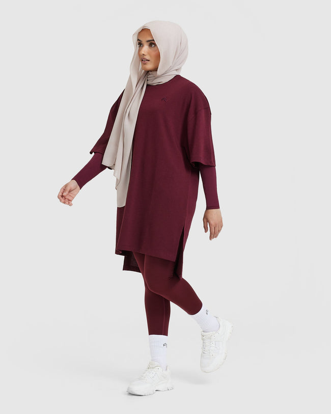 Classic Oversized Longline T-Shirt | Mulled Wine