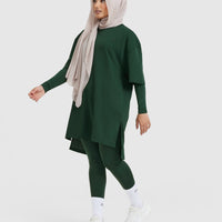 Classic Oversized Longline T-Shirt | Pine Green