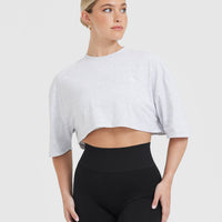 Classic Relaxed Crop Lightweight T-Shirt | Light Grey Marl