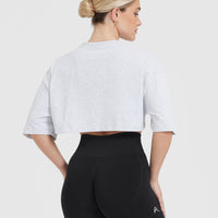 Classic Relaxed Crop Lightweight T-Shirt | Light Grey Marl