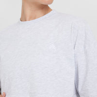 Classic Relaxed Crop Lightweight T-Shirt | Light Grey Marl