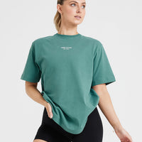 Graphic Oversized Short Sleeve Tee | Washed Mineral Green