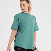 Graphic Oversized Short Sleeve Tee | Washed Mineral Green