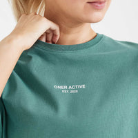 Graphic Oversized Short Sleeve Tee | Washed Mineral Green