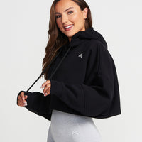 Classic Crop Zip Hoodie | Black
