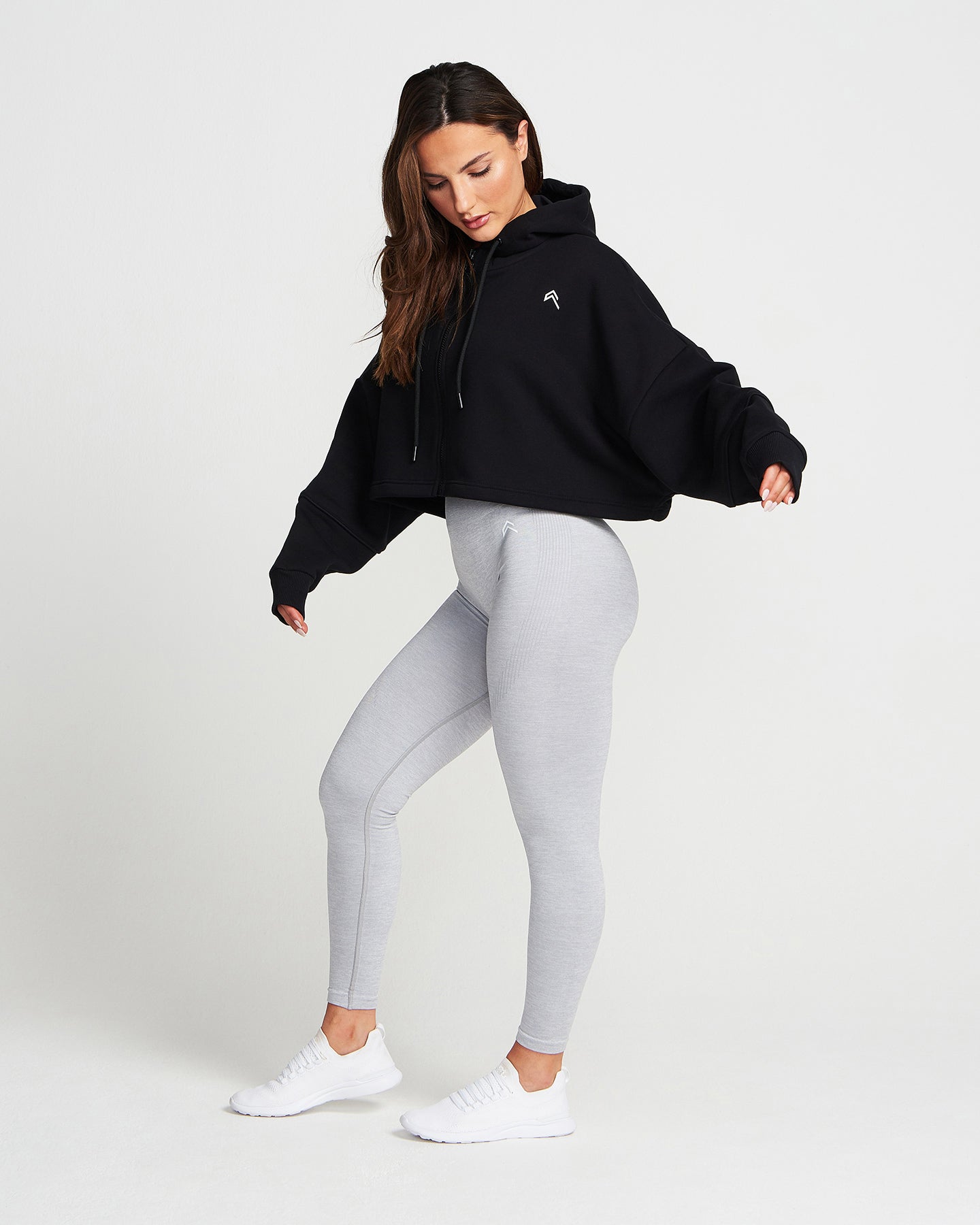 Classic Crop Zip Hoodie | Black