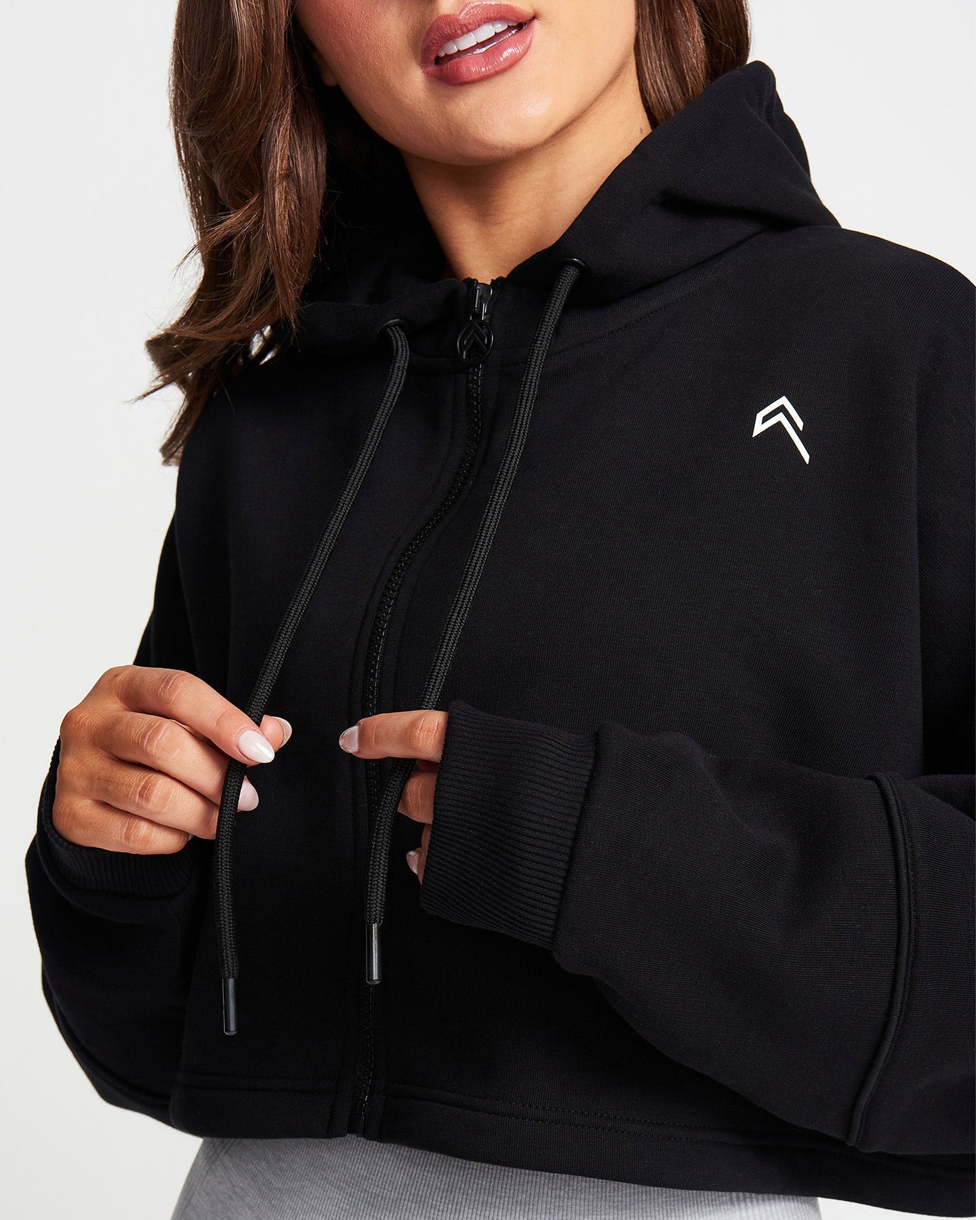 Classic Crop Zip Hoodie | Black
