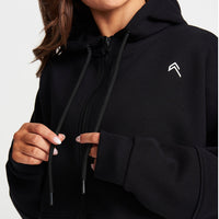 Classic Crop Zip Hoodie | Black