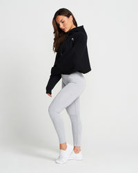 Classic Crop Zip Hoodie | Black